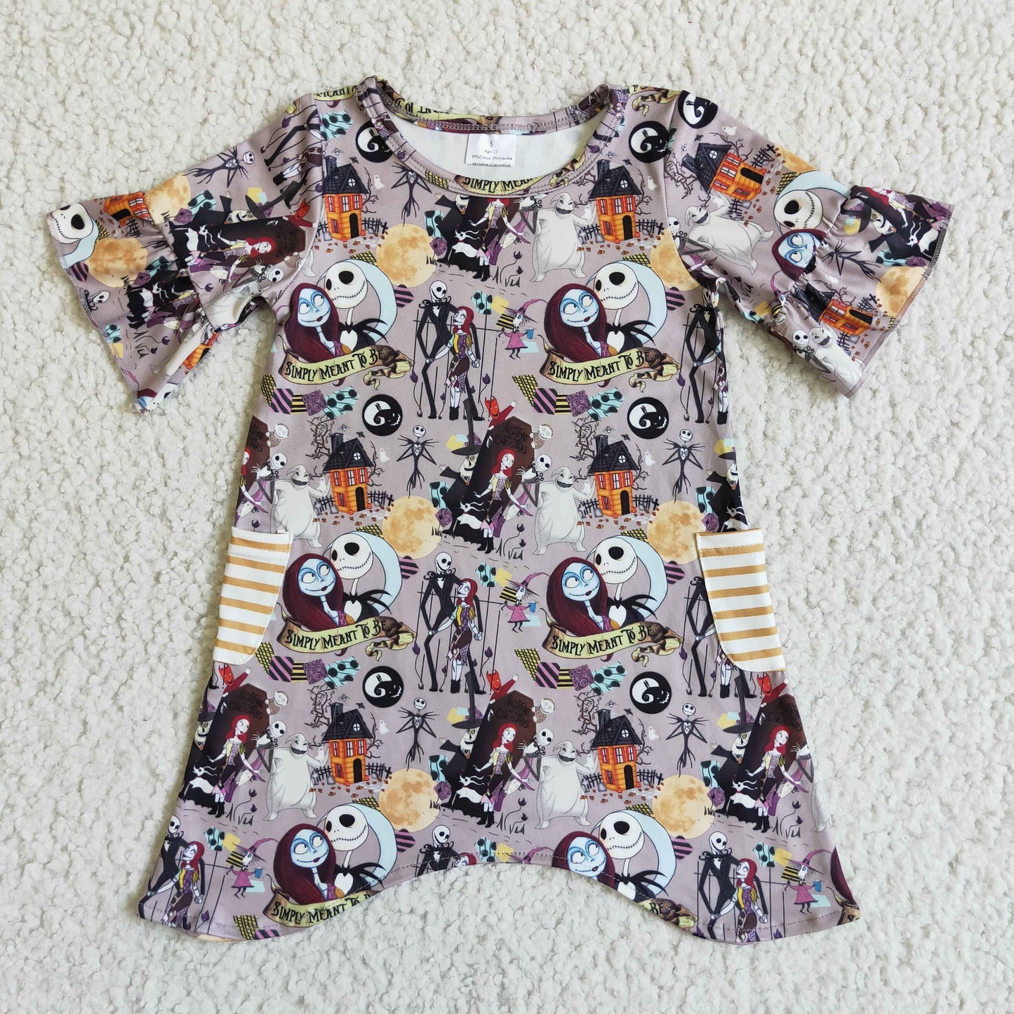 Short sleeve pocket kids girls Halloween dresses