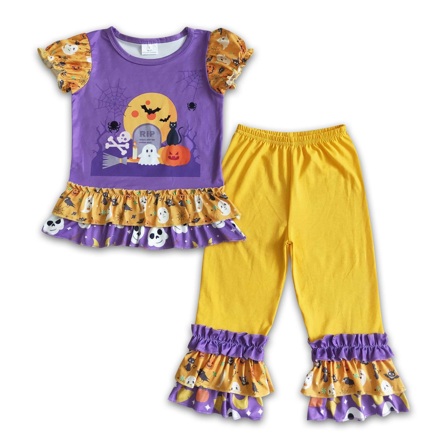 Purple ruffle shirt pants girls Halloween clothing set