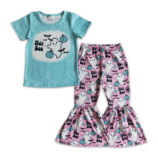 Hey boo pumpkin ghost baby girls Halloween clothes
