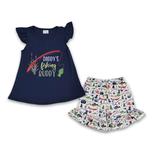 Daddy's fishing buddy vinyl kids girls summer outfits