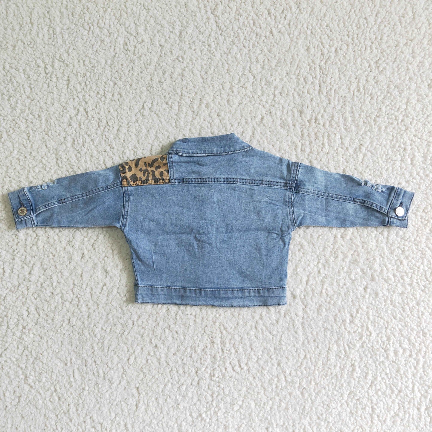 High quality girls leapord denim jackets