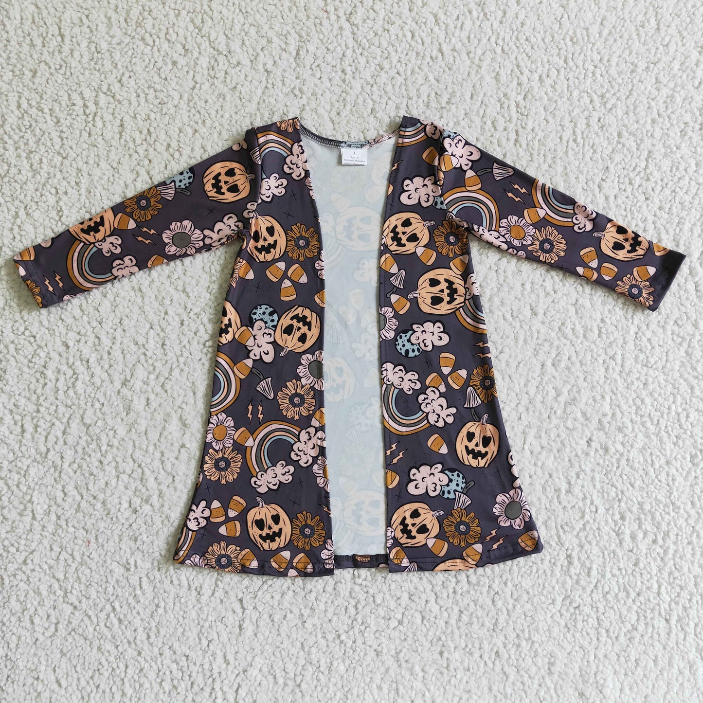 Pumpkin rainbow candy floral kids girls Halloween cardigan