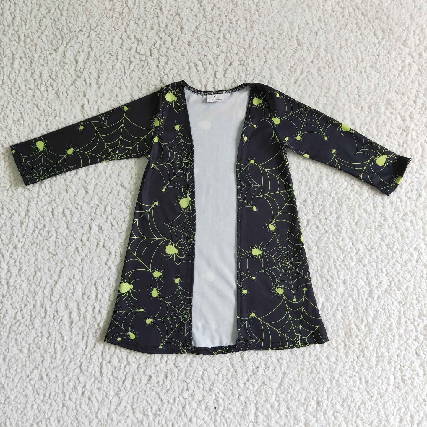 Spider web black kids girls Halloween cardigan
