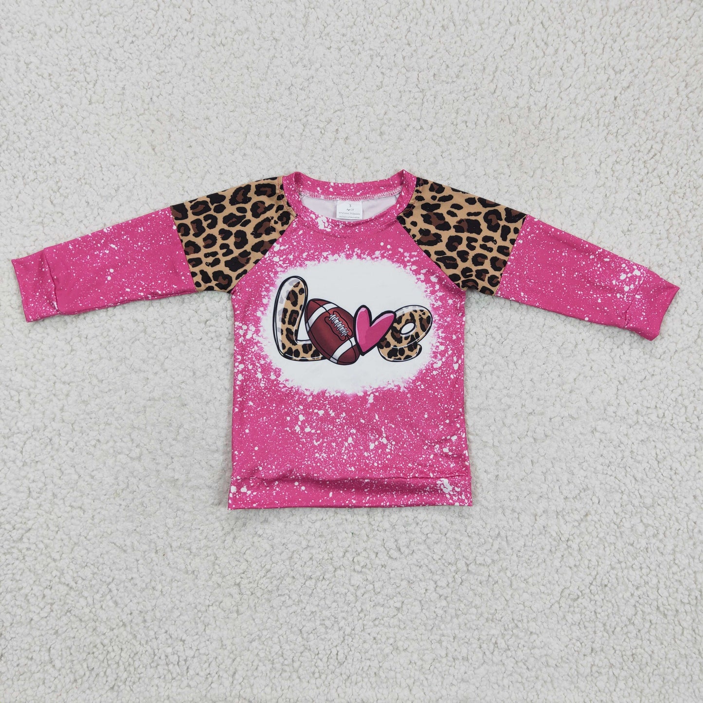 Love football leopard long sleeves kids girls team shirt