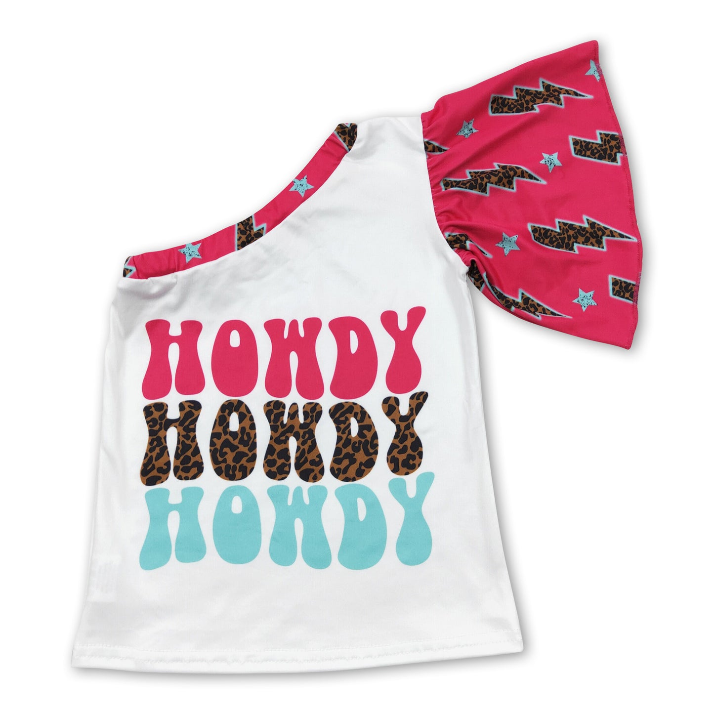 Howdy one shoulder western girls shirt