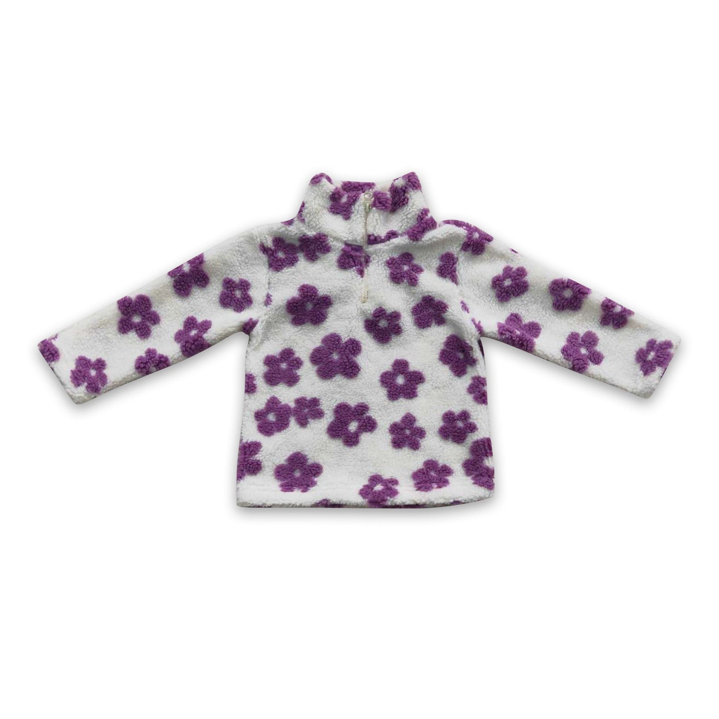 Purple flower thick kids girls pullover