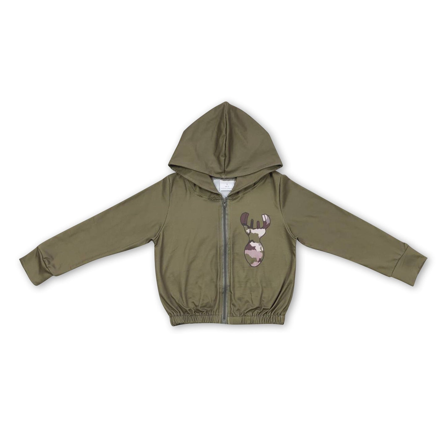 Deer long sleeves zipper hooded hunting girls jacket