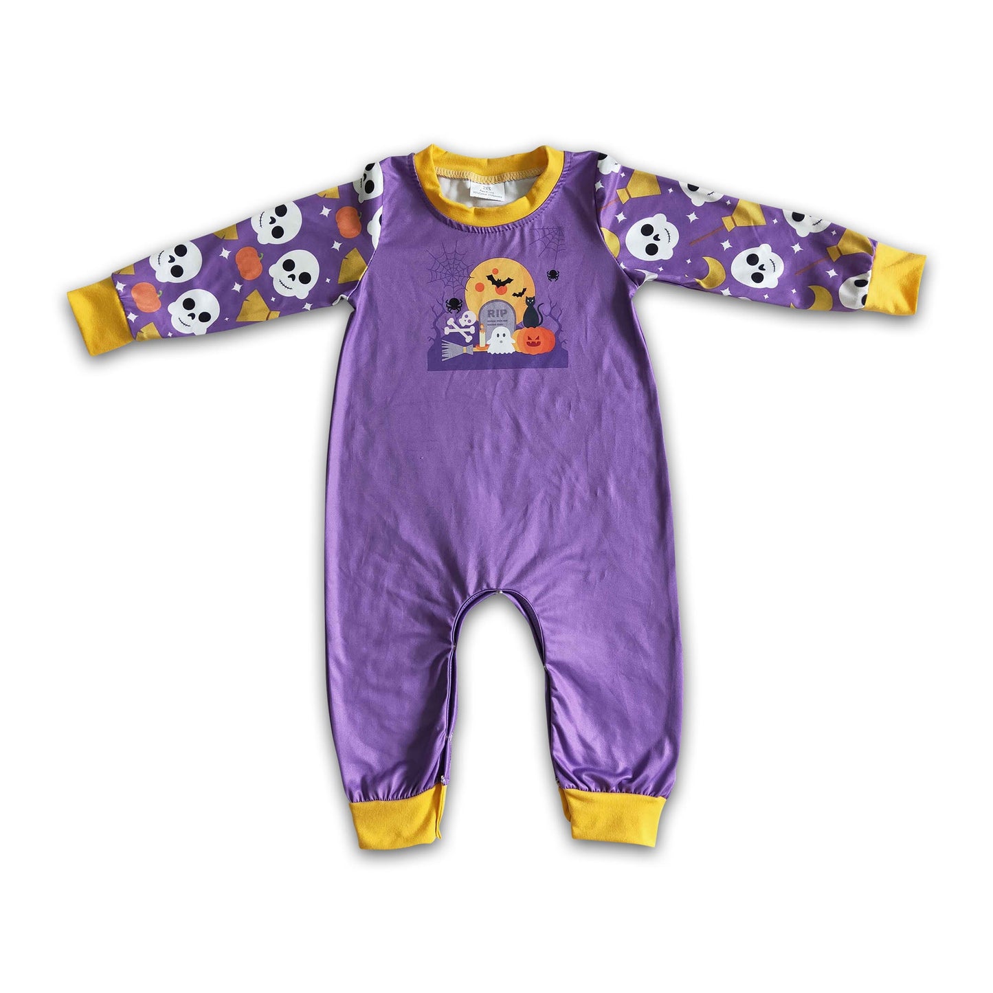 Ghost pumpkin purple long sleeves baby Halloween romper