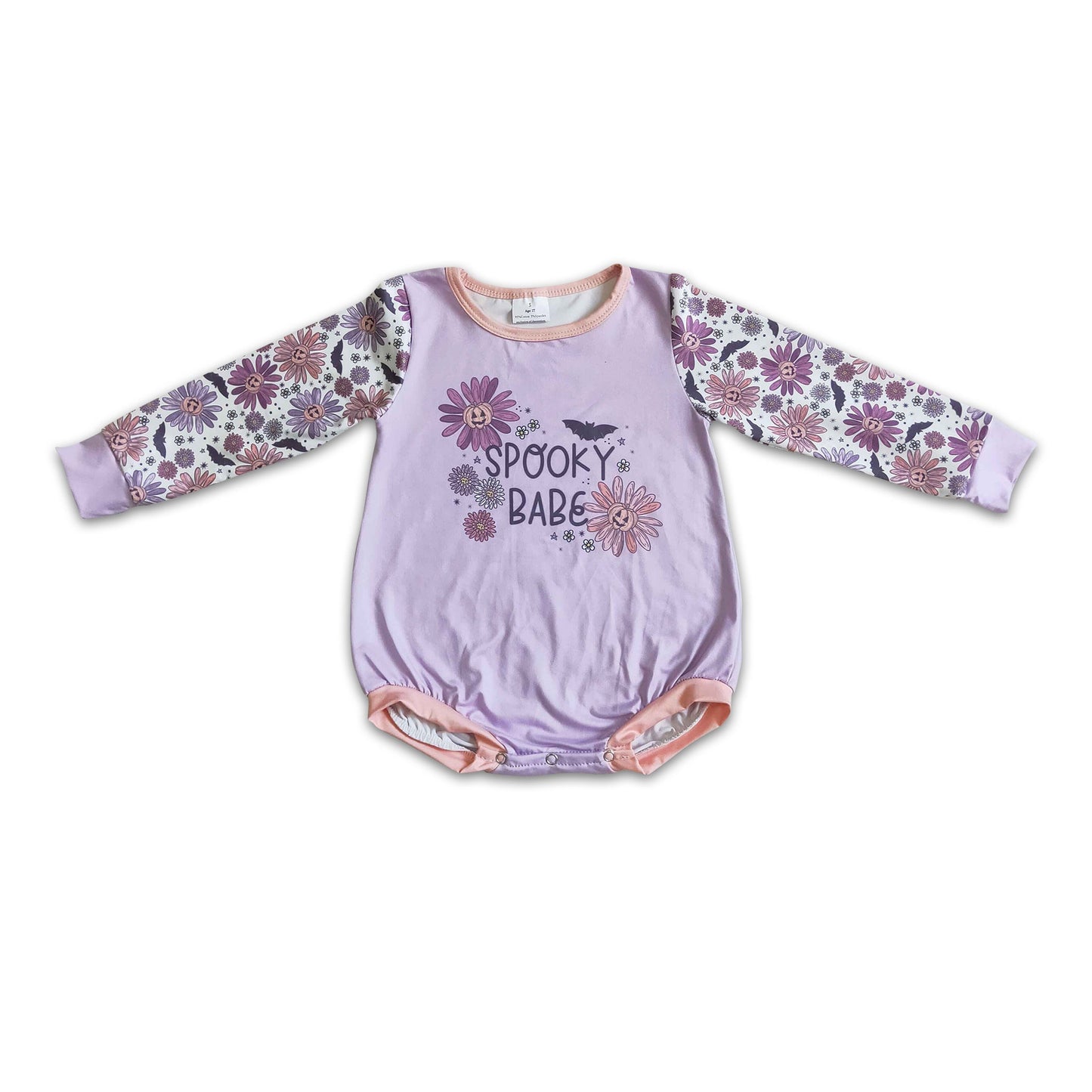 Spooky babe pumpkin floral baby girls Halloween romper