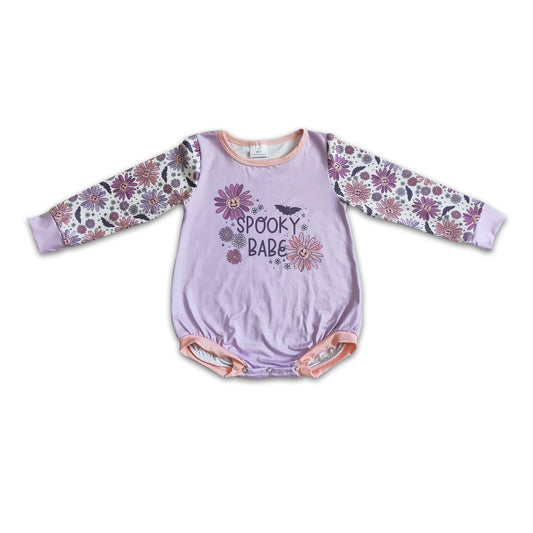 Spooky babe pumpkin floral baby girls Halloween romper