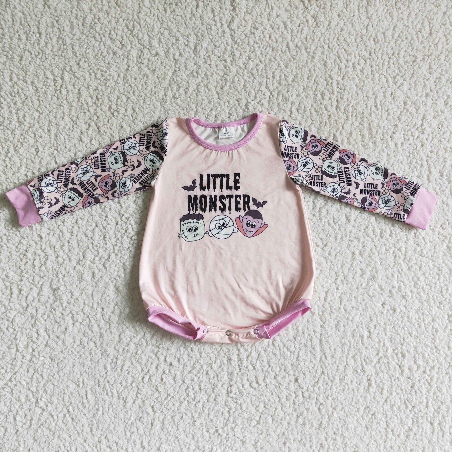 Little monster long sleeves baby girls Halloween rompers