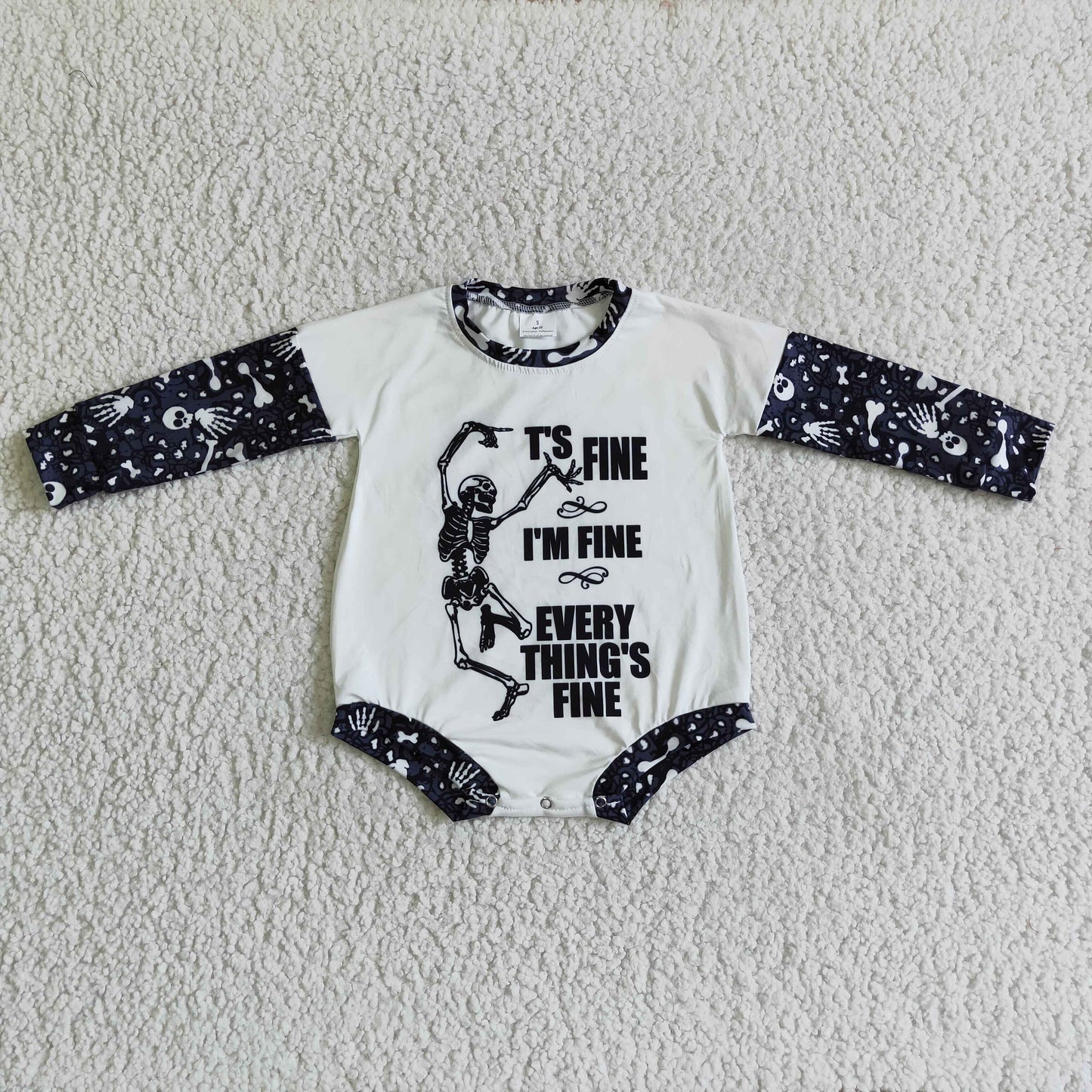 Everything's fine skull baby girls Halloween romper