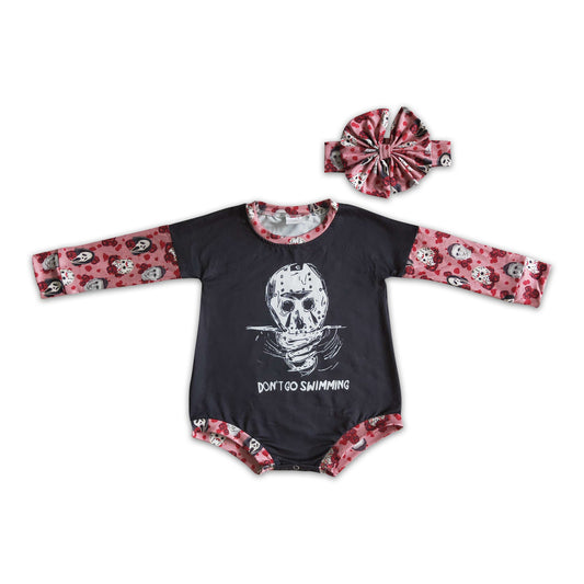 Don't go swimming long sleeve baby kids Halloween romper