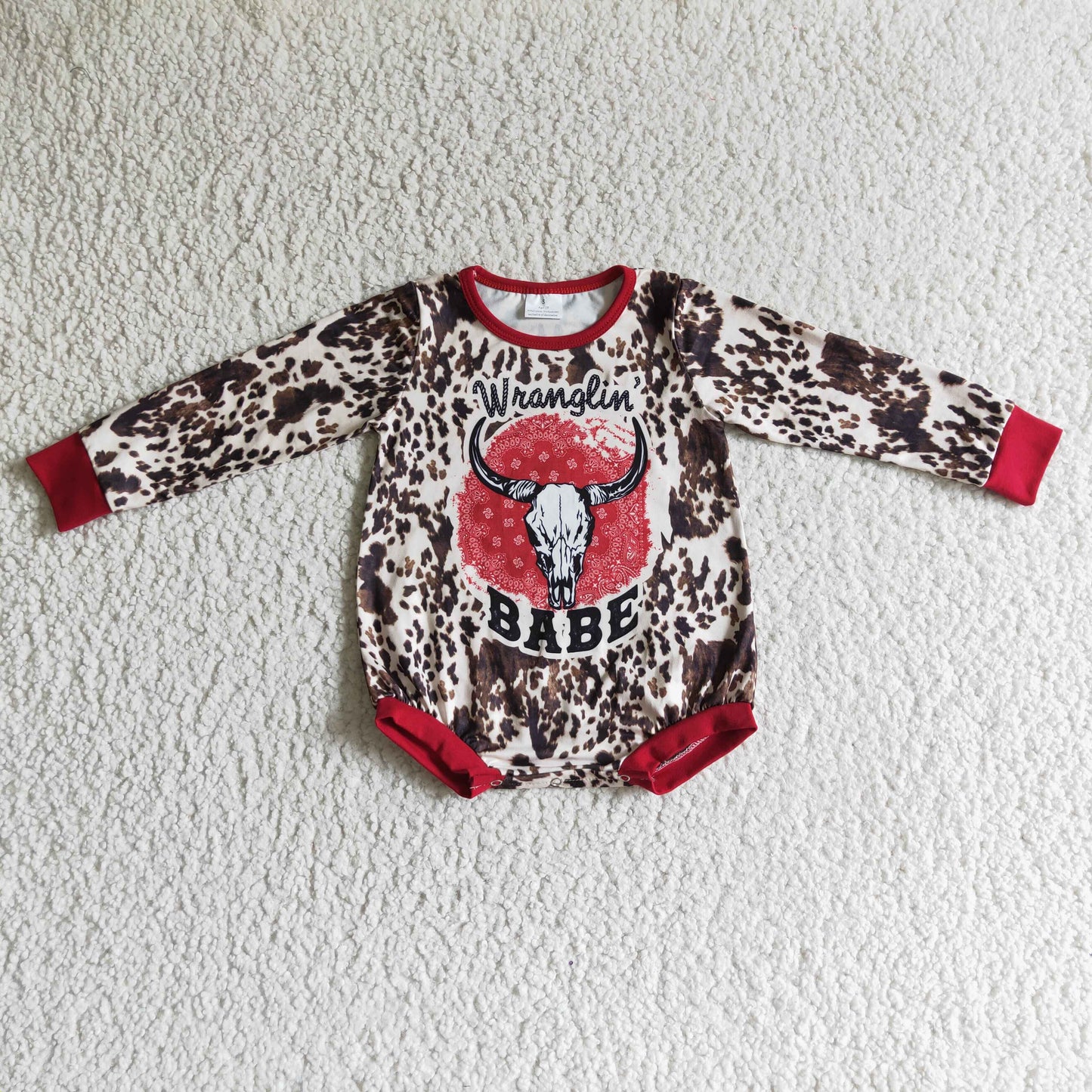 Skull cow babe long sleeves baby romper
