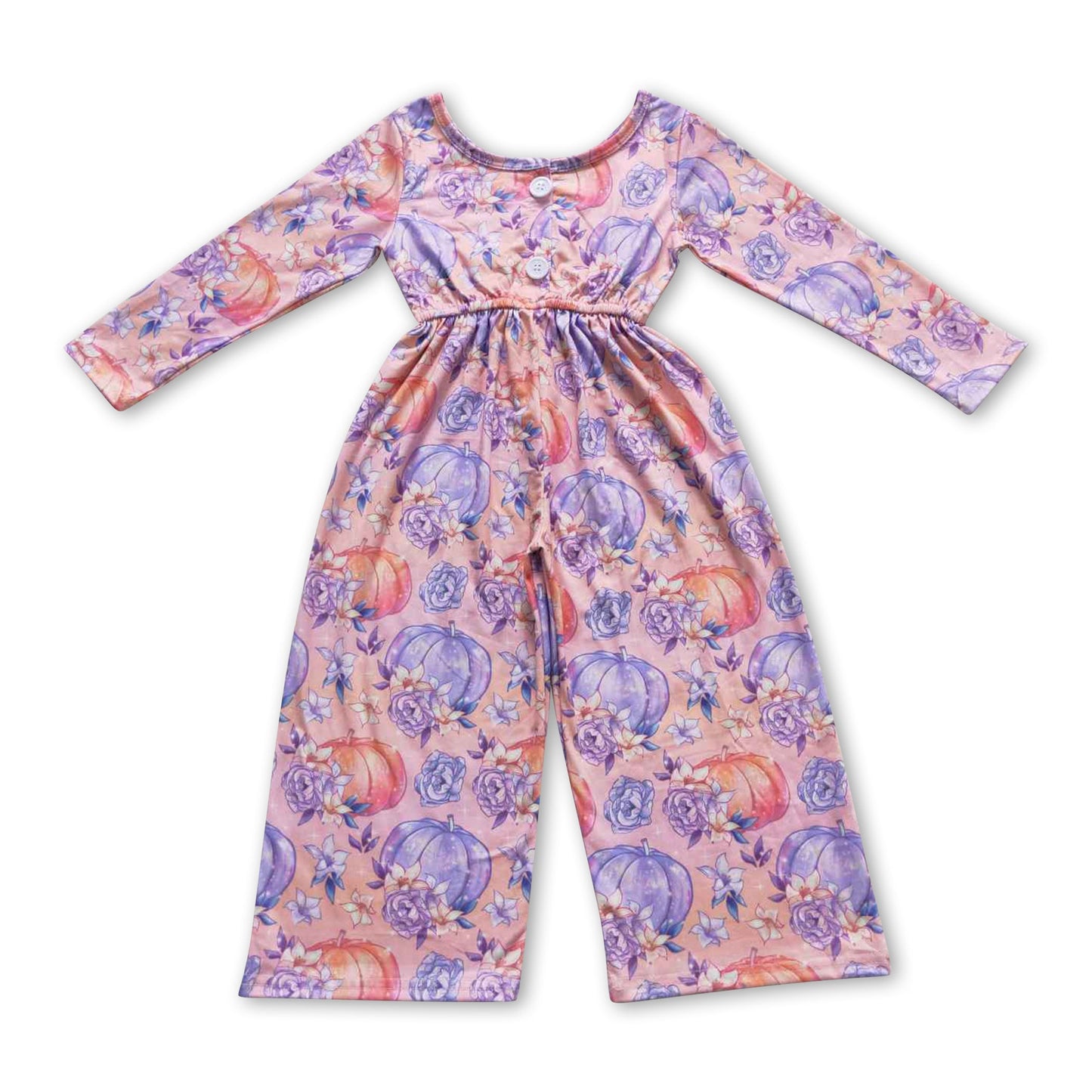 Pumpkin long sleeves kids girls fall jumpsuit