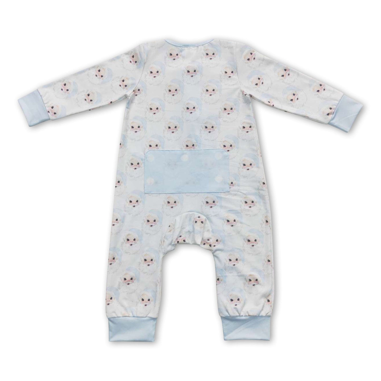 Blue santa baby boy zipper Christmas romper