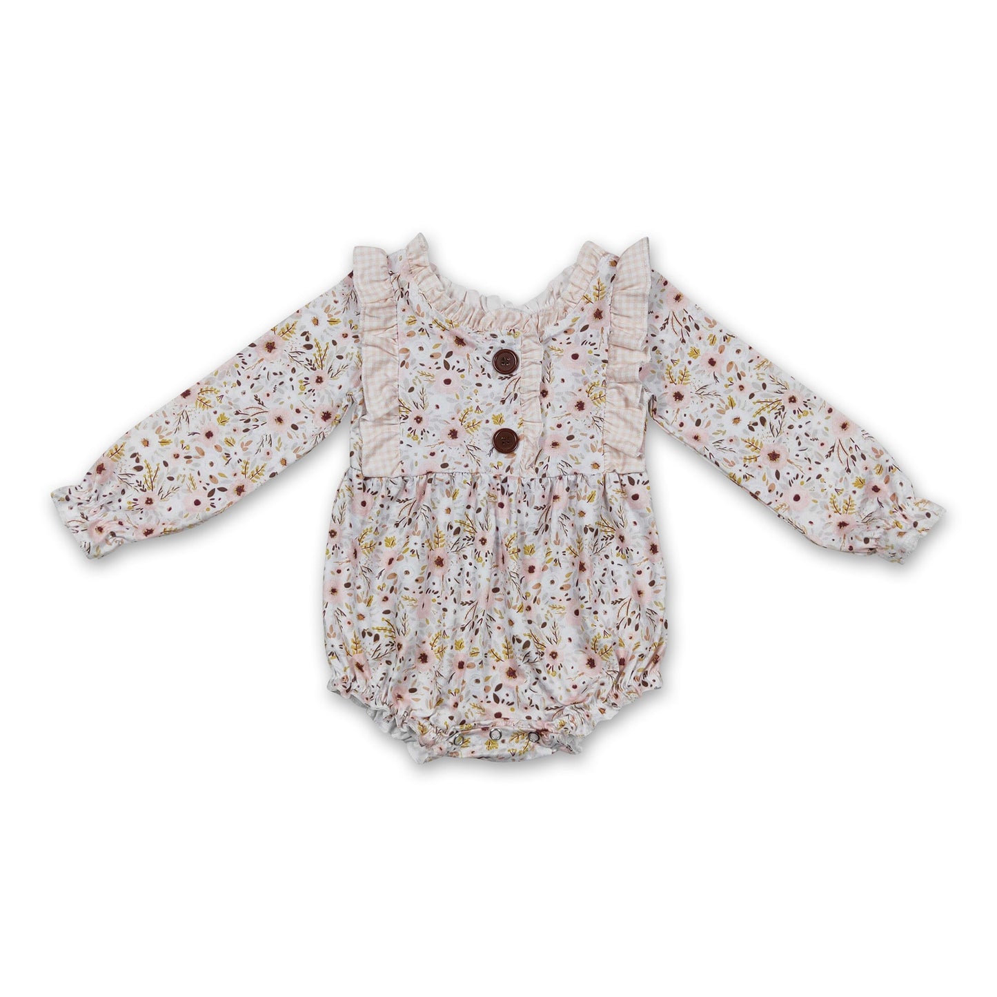 Long sleeves floral ruffle baby girls romper ship from US