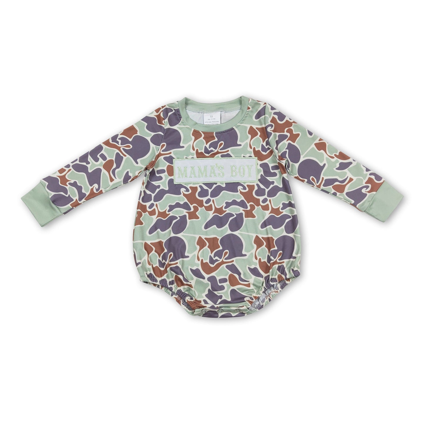 Mama's boy camo long sleeves baby romper