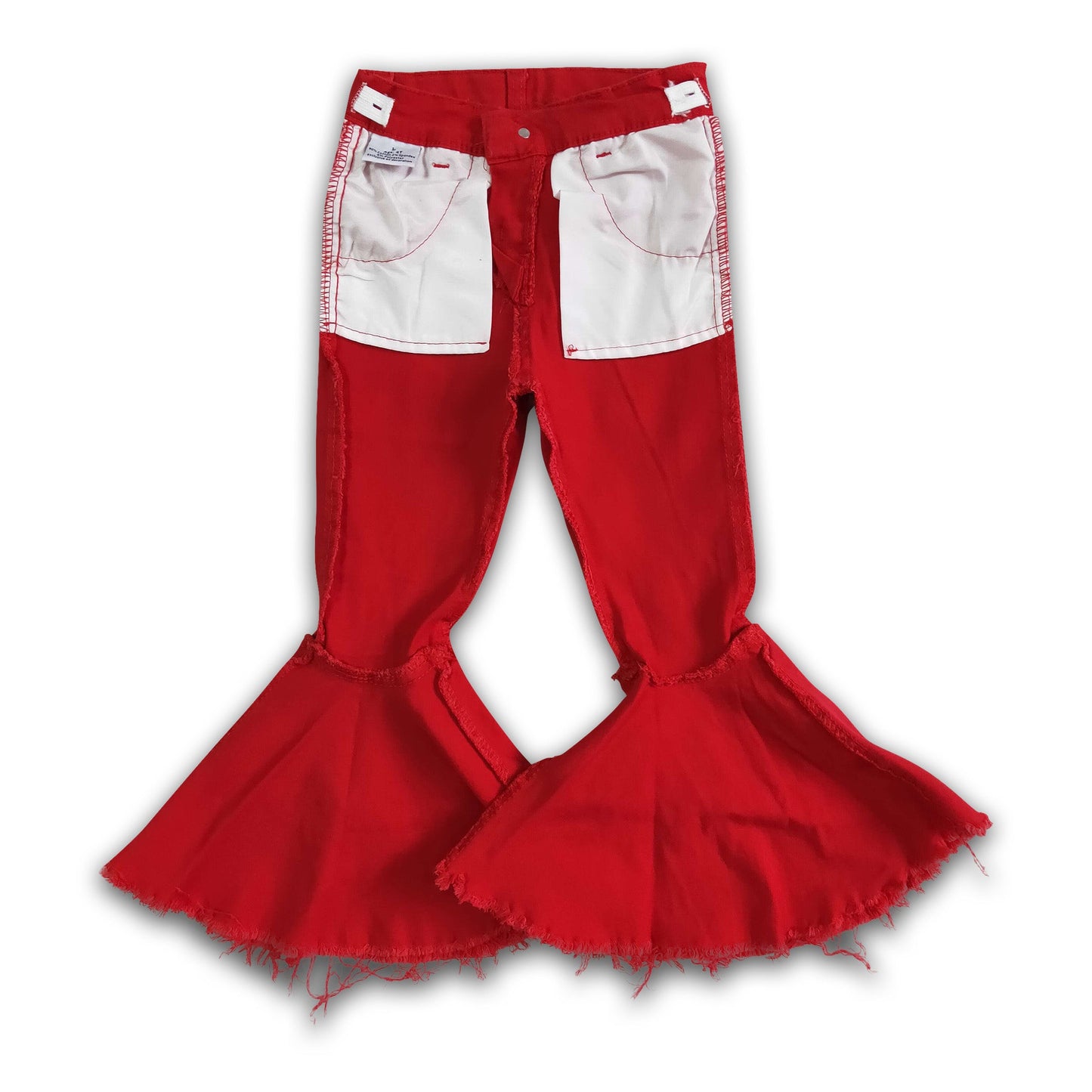 Red denim washed kids girls jeans