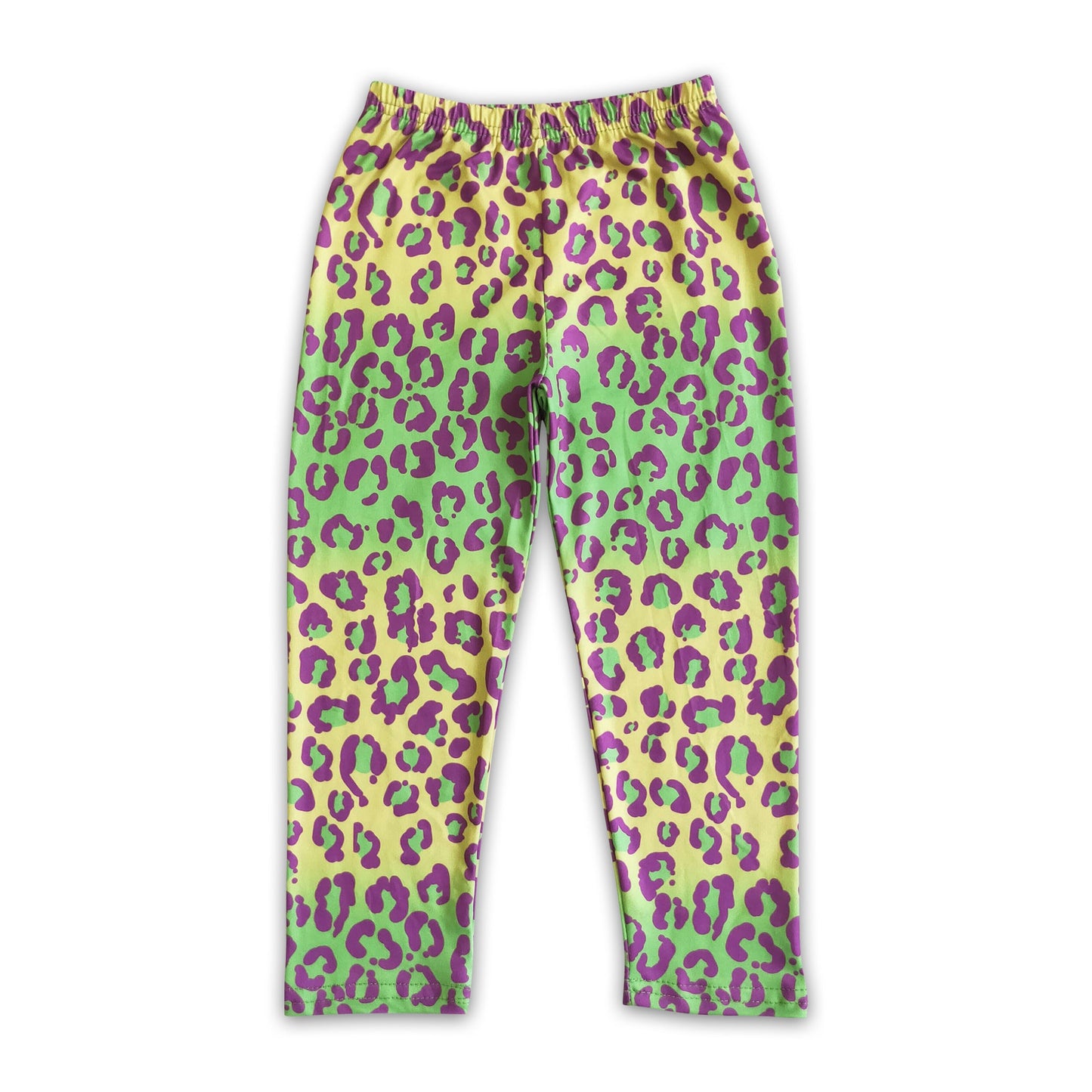 Colorful leopard print baby girls Mardi gras leggings