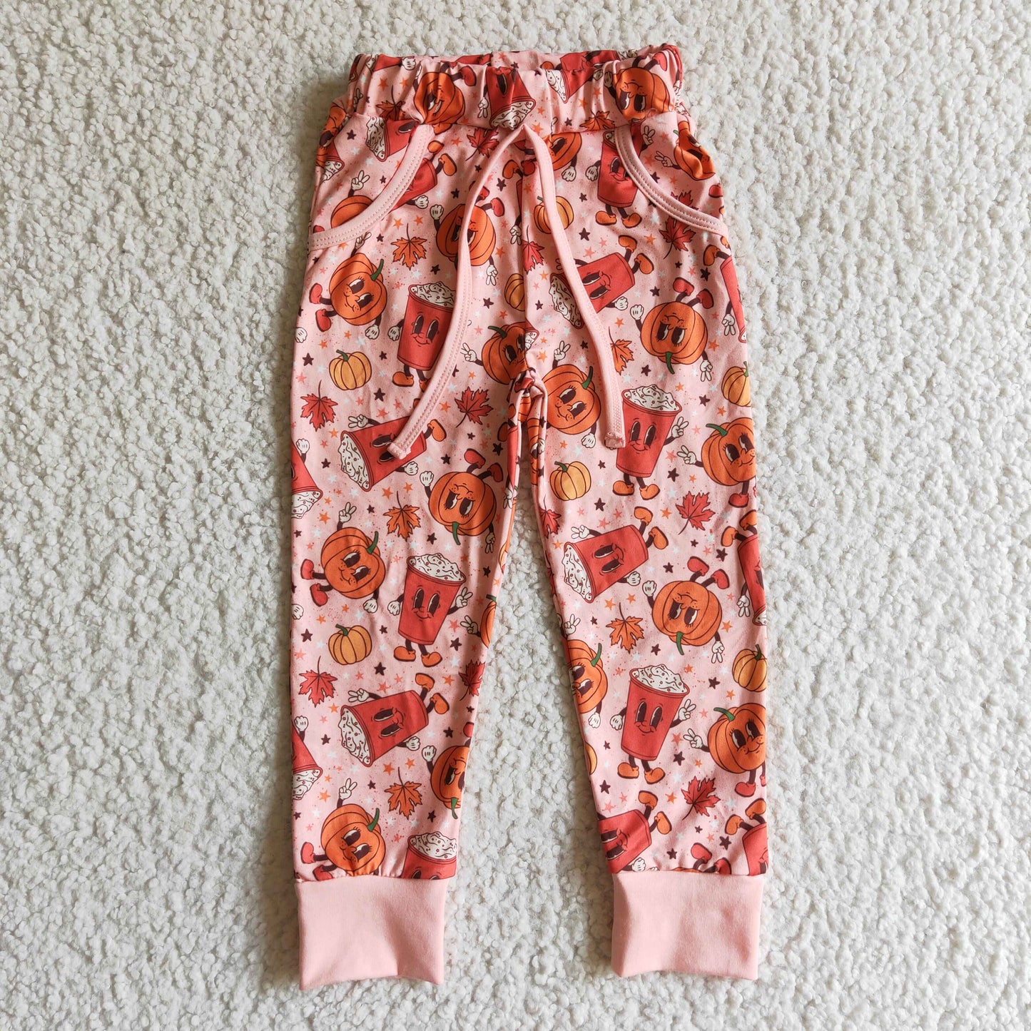 Pumpkin drinks pocket baby kids fall pants