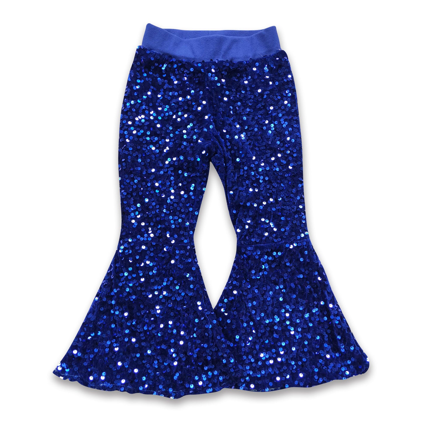 Blue sequin lining baby girls bell bottom pants ship from US