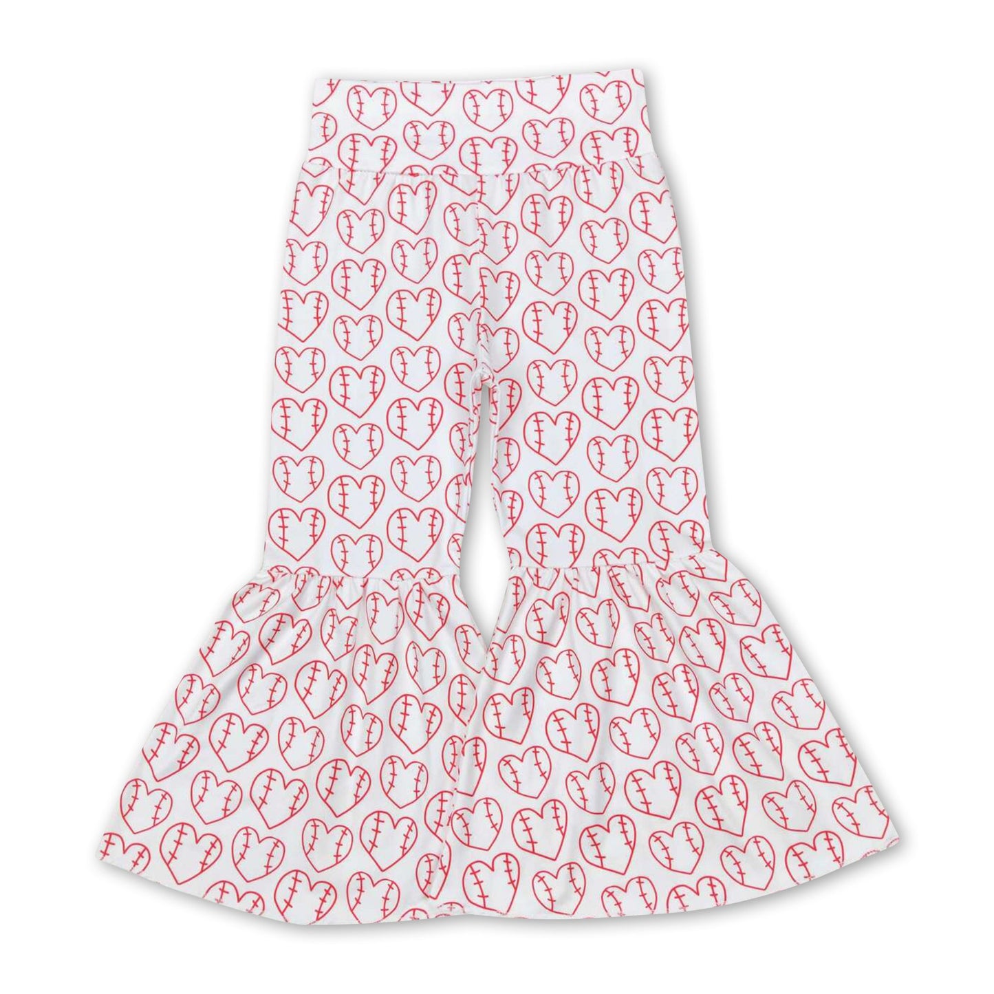 Heart baseball baby girls bell bottom pants