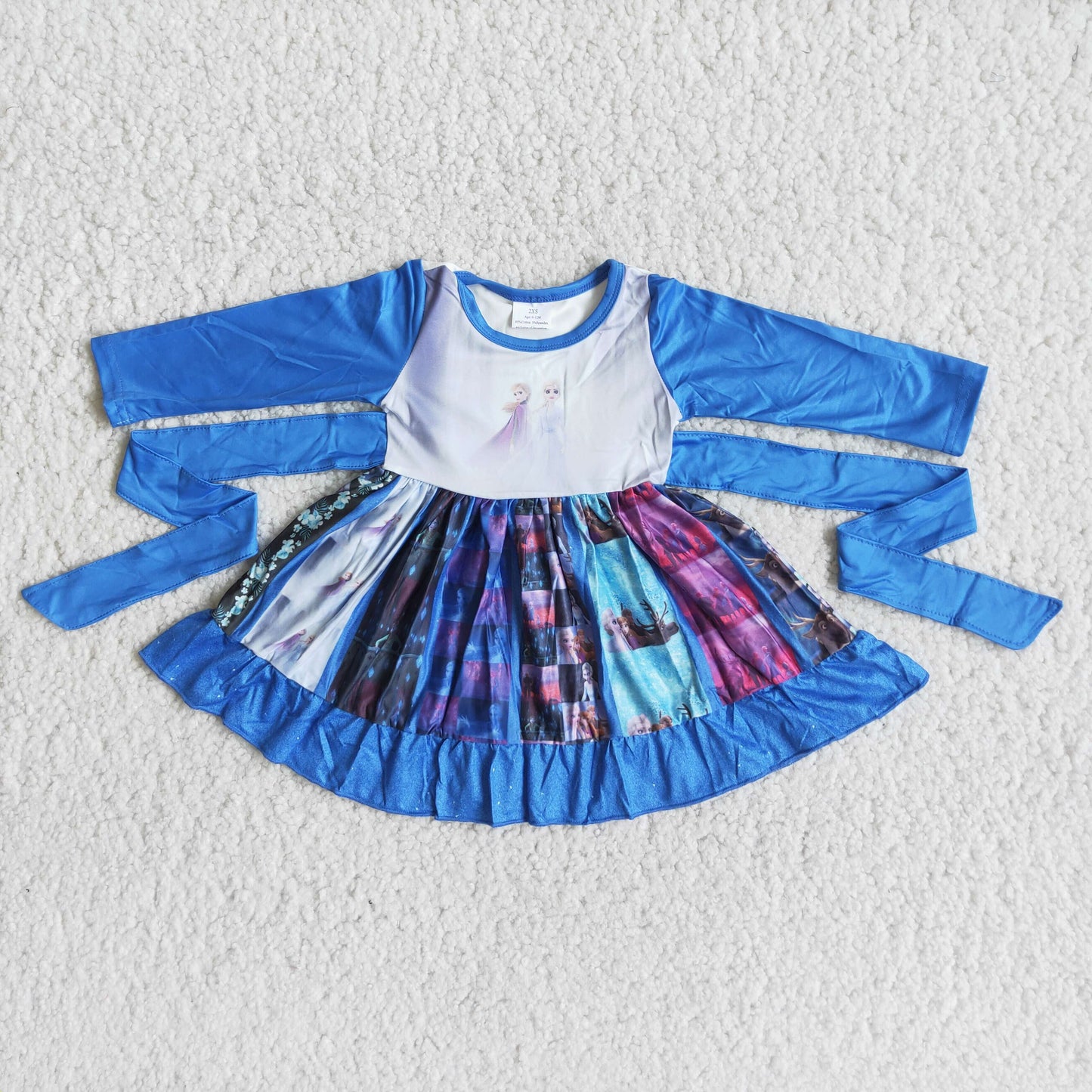 Girl long sleeve princess panel twirl dresses