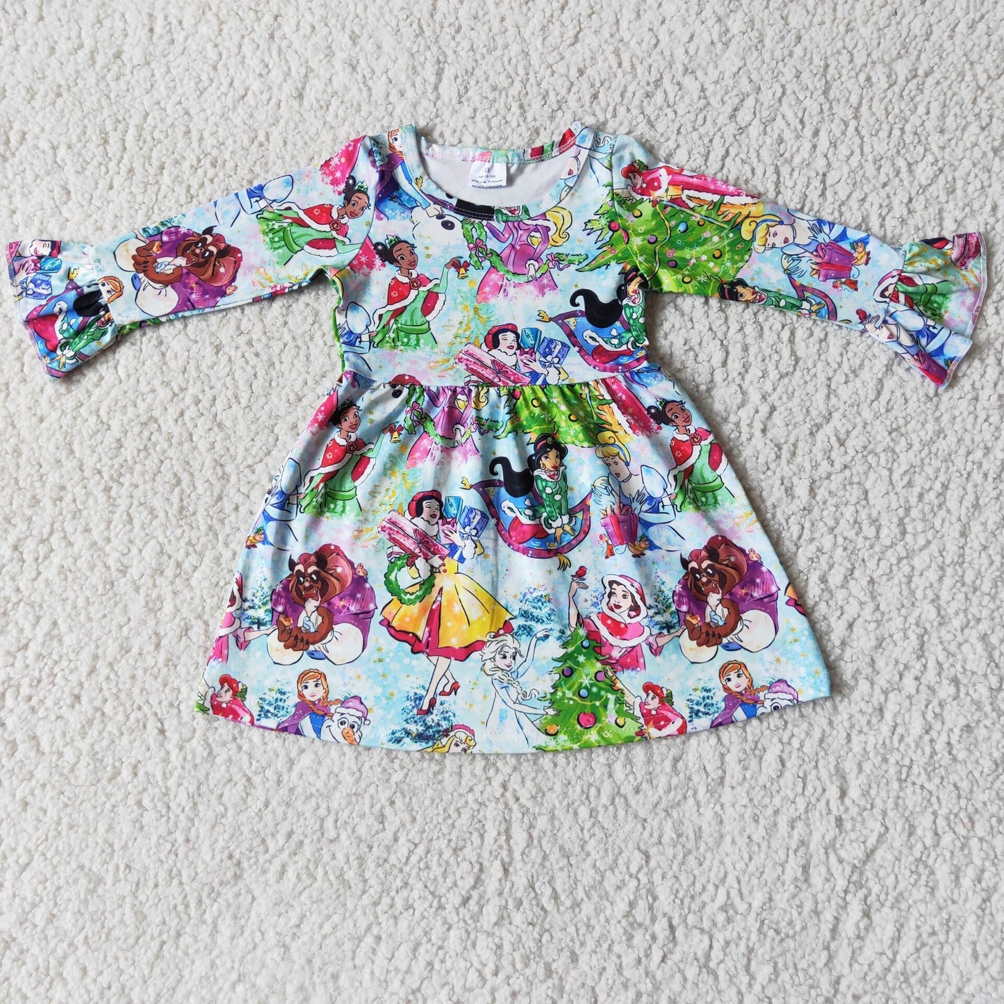 Cute pincess long sleeve girls Christmas dresses