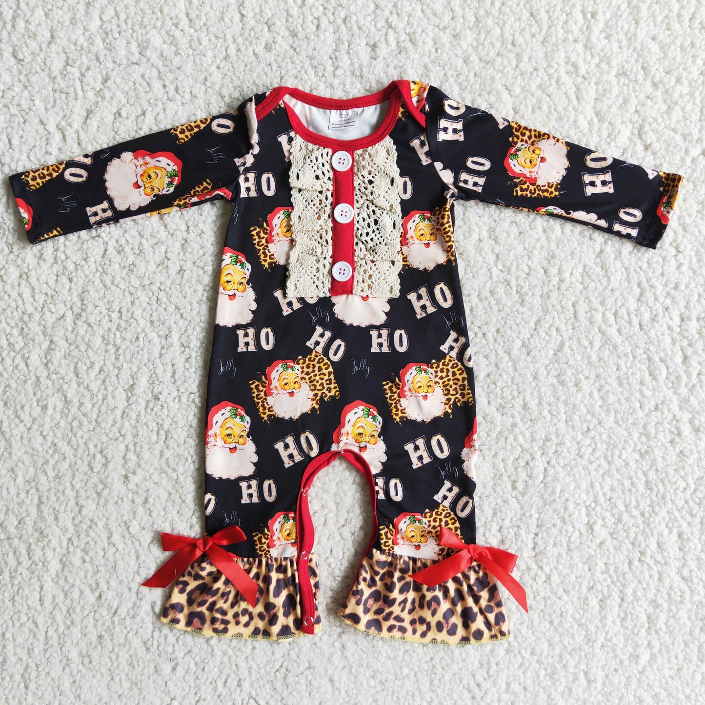 Ho ho ho santa print baby Christmas romper