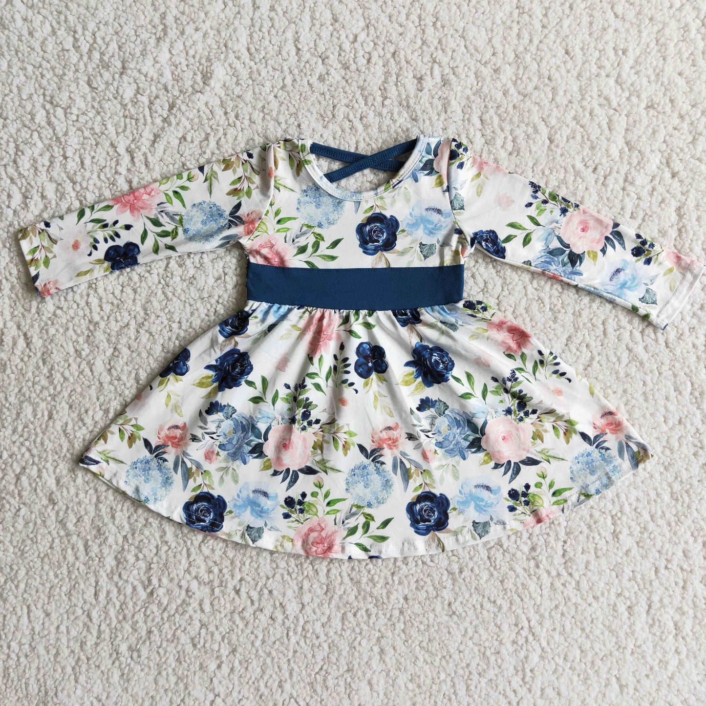 Floral long sleeve twirl girls fall dresses