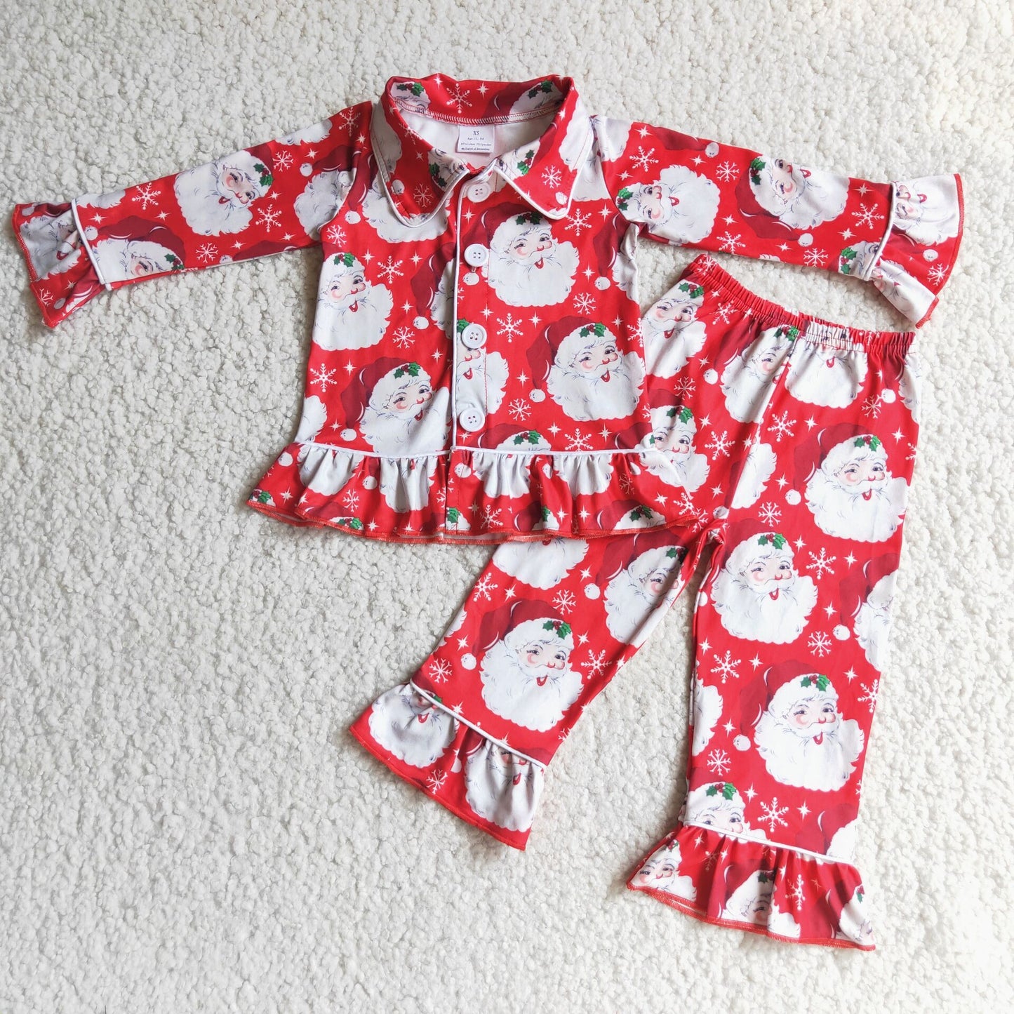 Santa print girls Chrismtas pajamas
