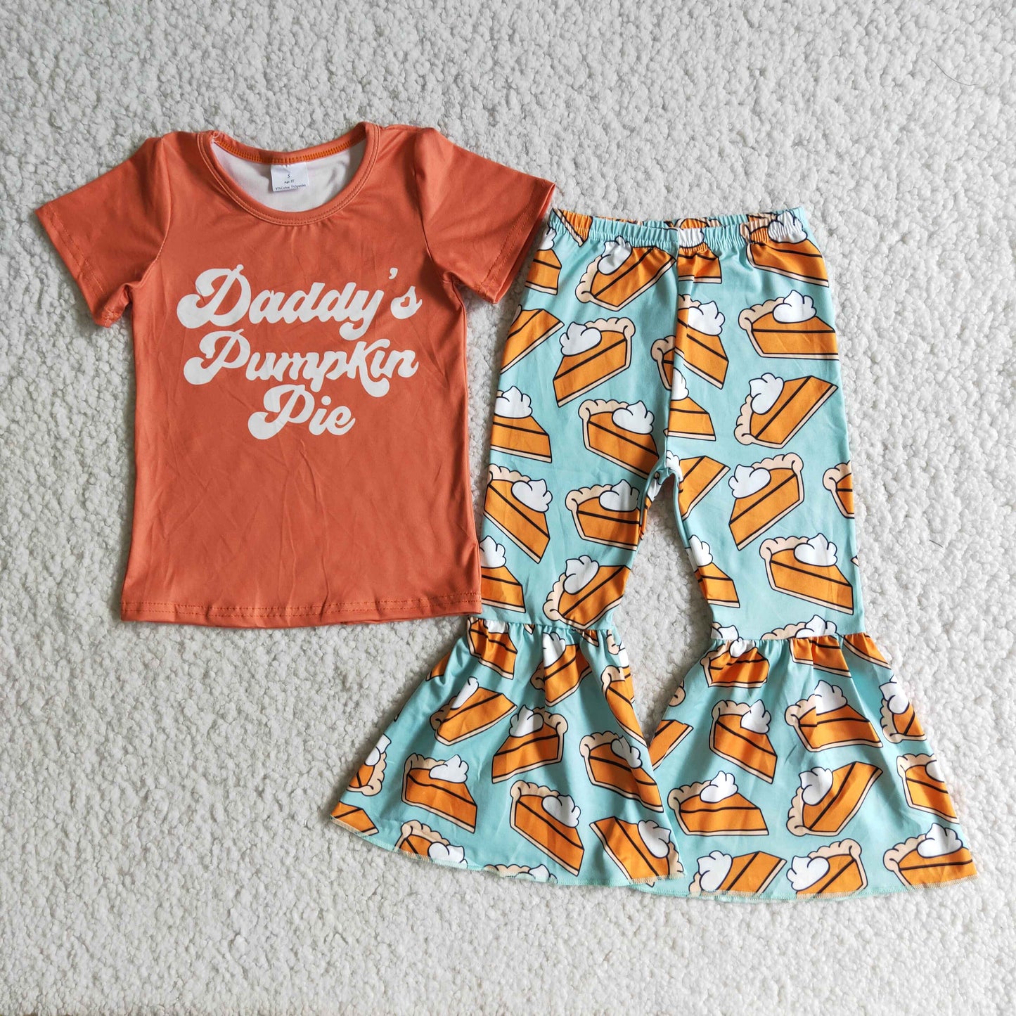 Daddy's pumpkin pie shirt bell bottom pants girls fall clothing
