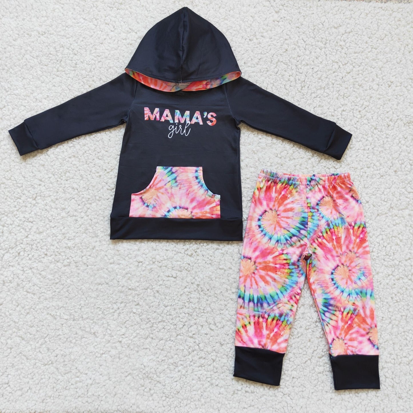 Mama's girl hoodie tie dye pants girls outfits