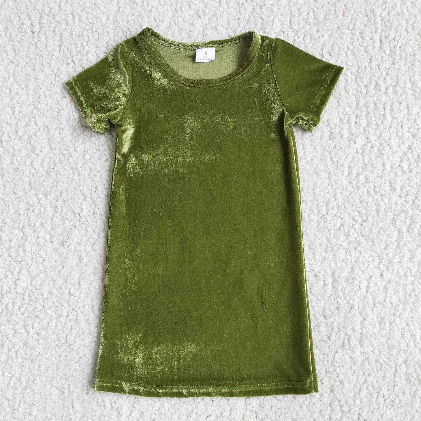 Colorful short sleeve girls velvet dresses