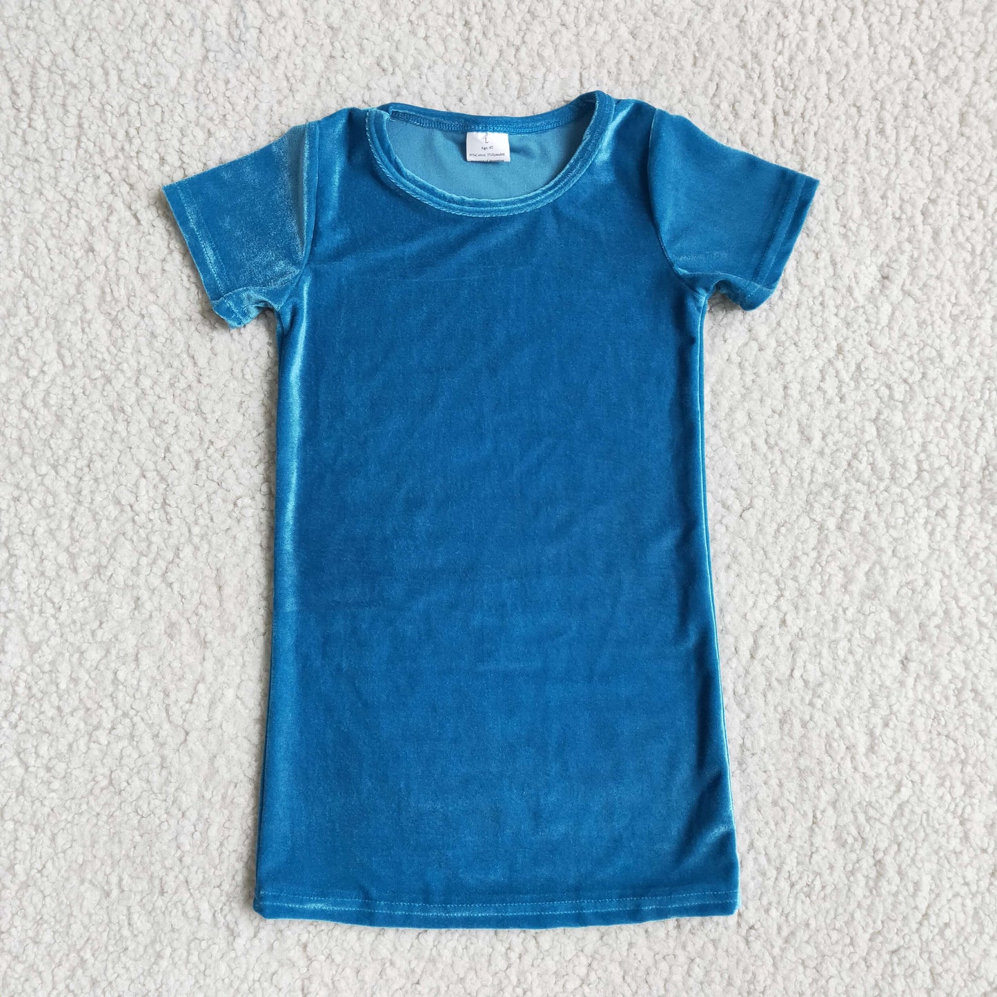 Colorful short sleeve girls velvet dresses
