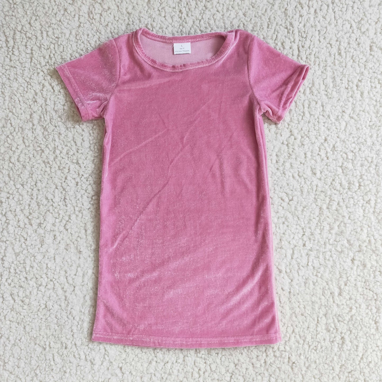 Pink short sleeve girls velvet dresses