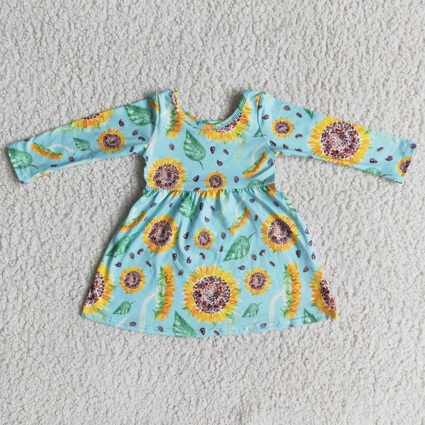 Sunflower long sleeve baby girls dresses