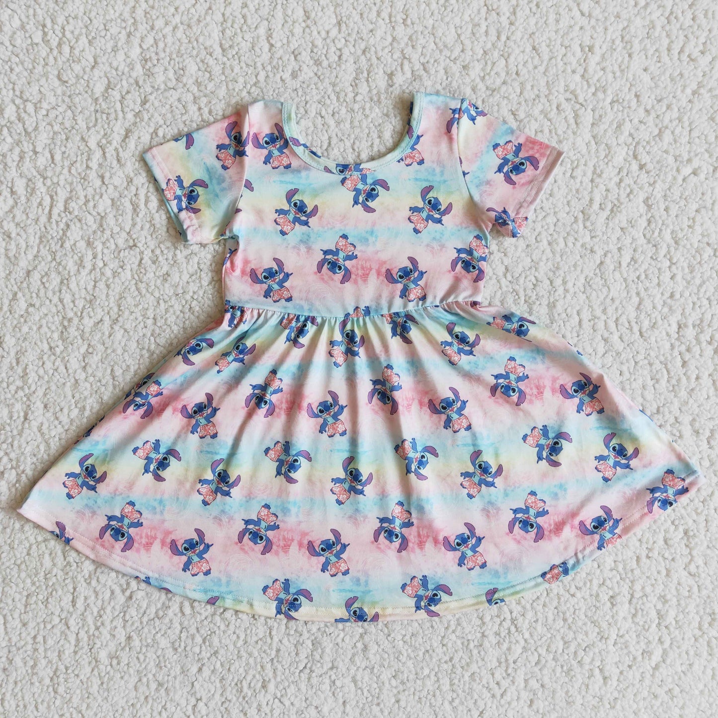 Short sleeve cute koala print baby kids girls twirl dresses