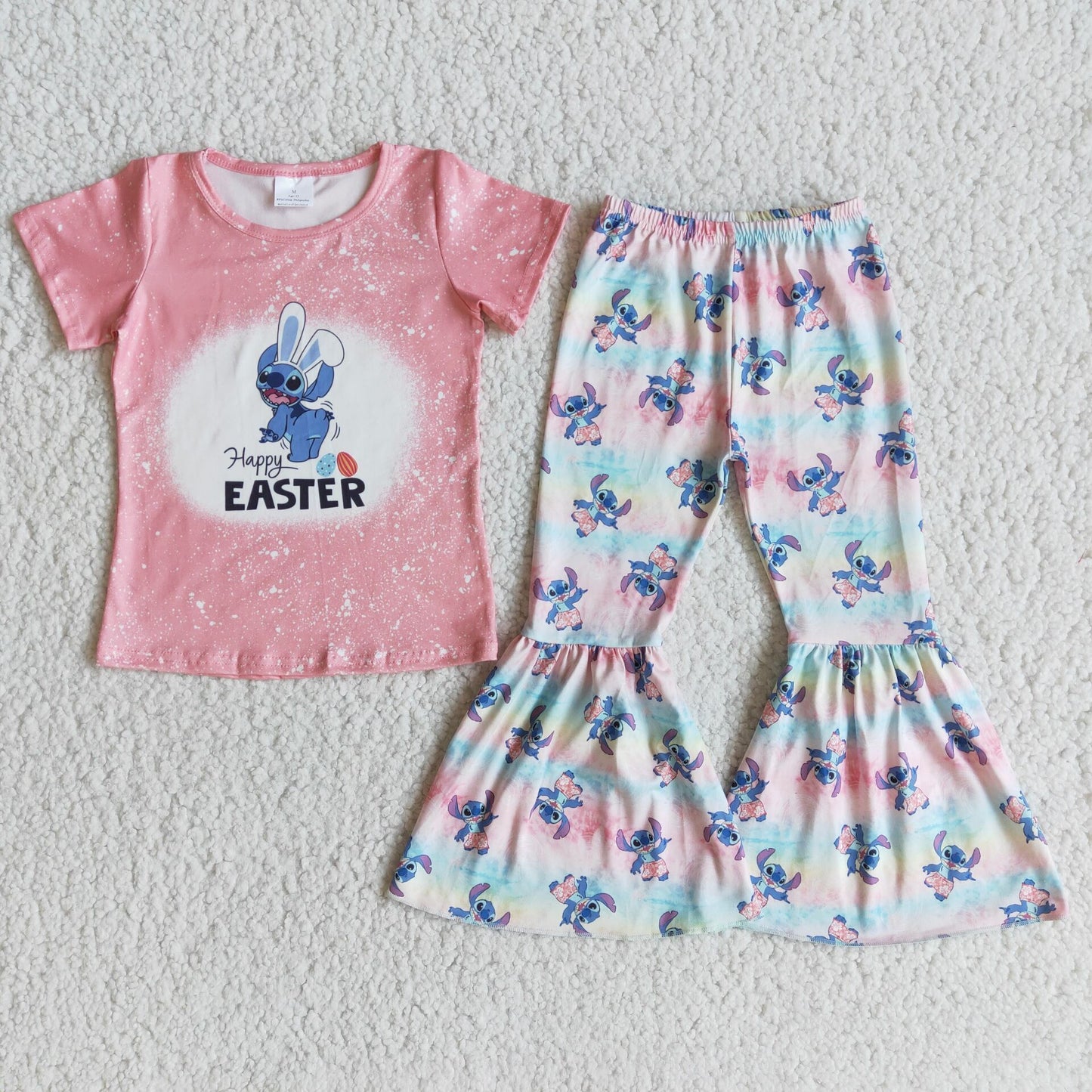 Short sleeve koala shirt bell bottom pants cute girls easter clothing