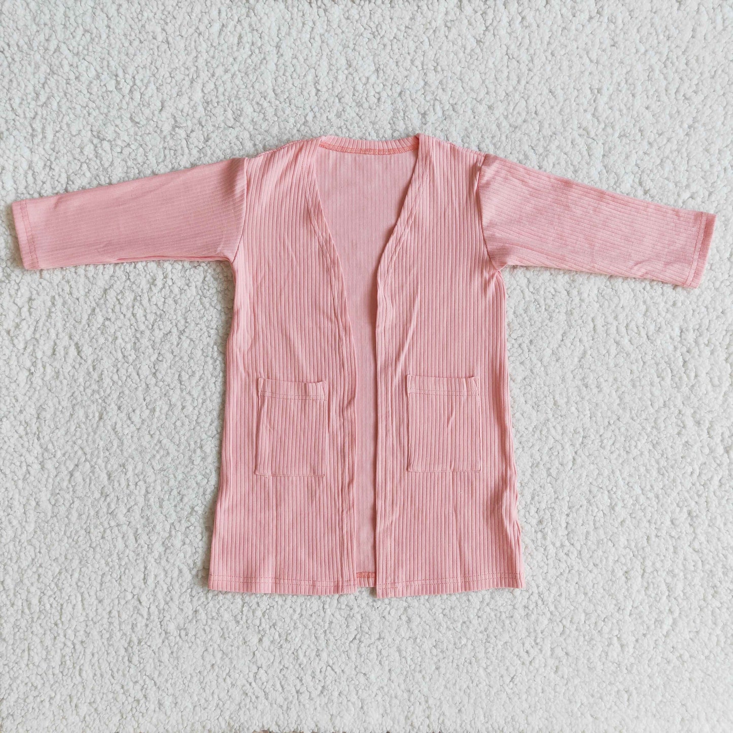 Peach long sleeve pockets spring cotton cardigan