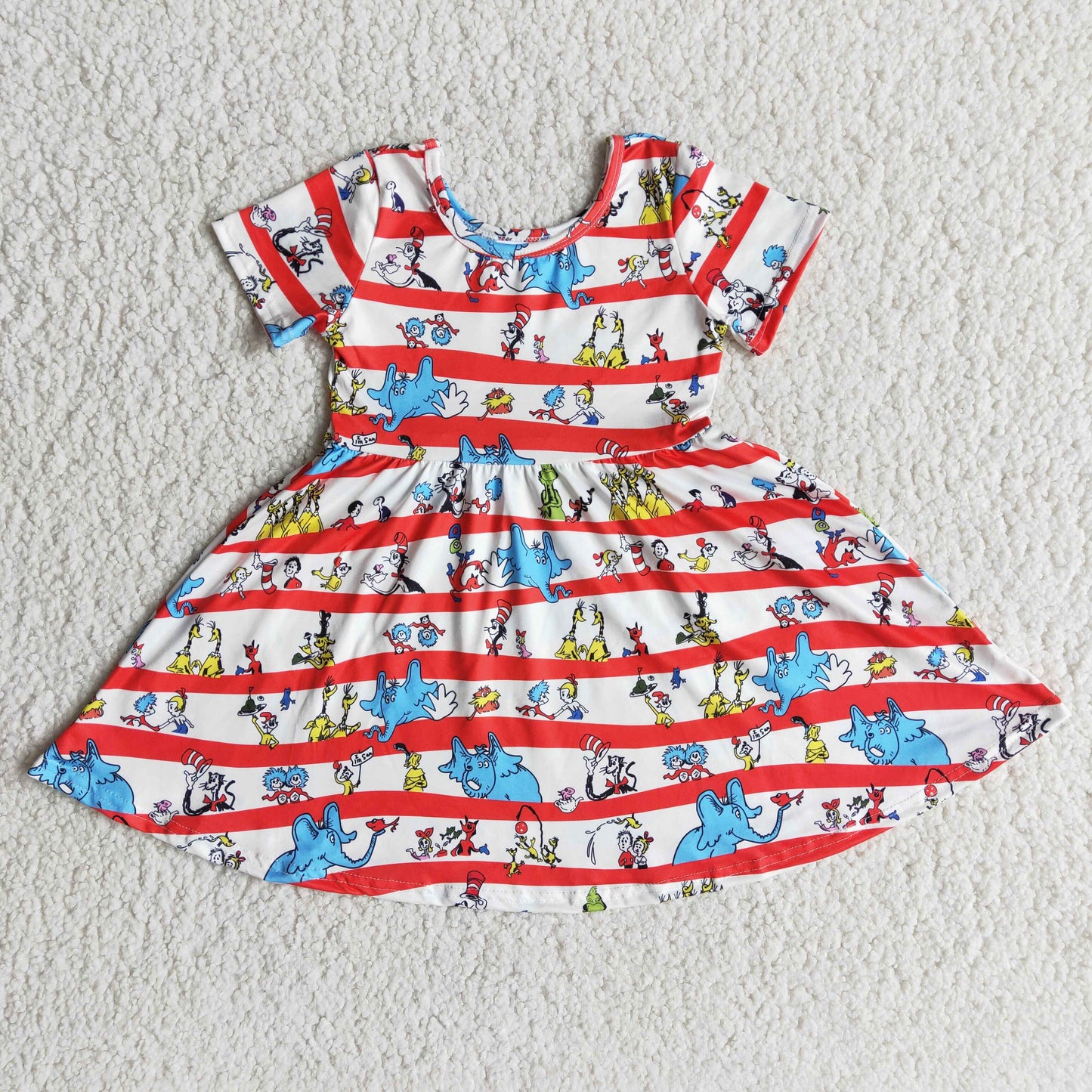 Hot sale cat short sleeve baby girls twirl dresses