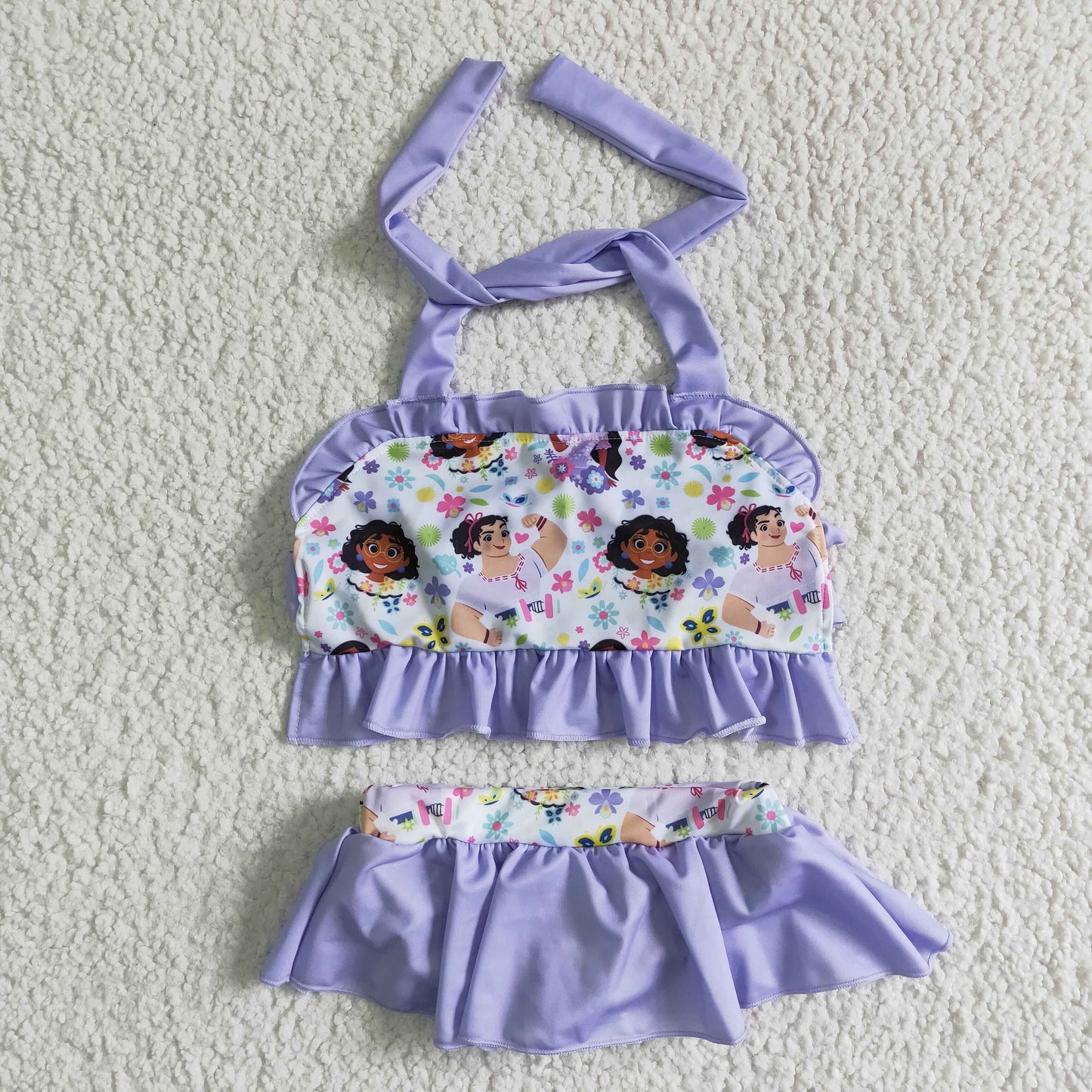 Lavender cute magic print baby girls summer swimsuit