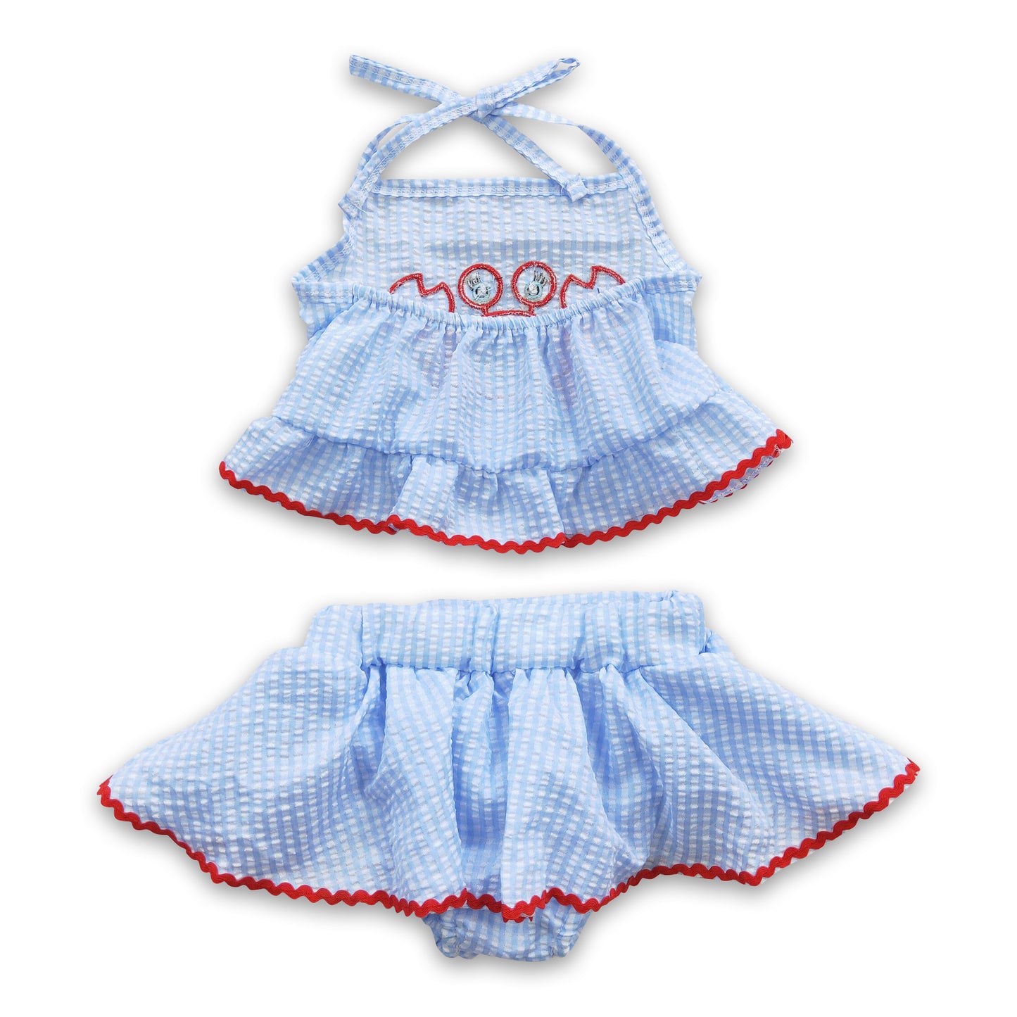 Crab seesucker baby girls bummies set