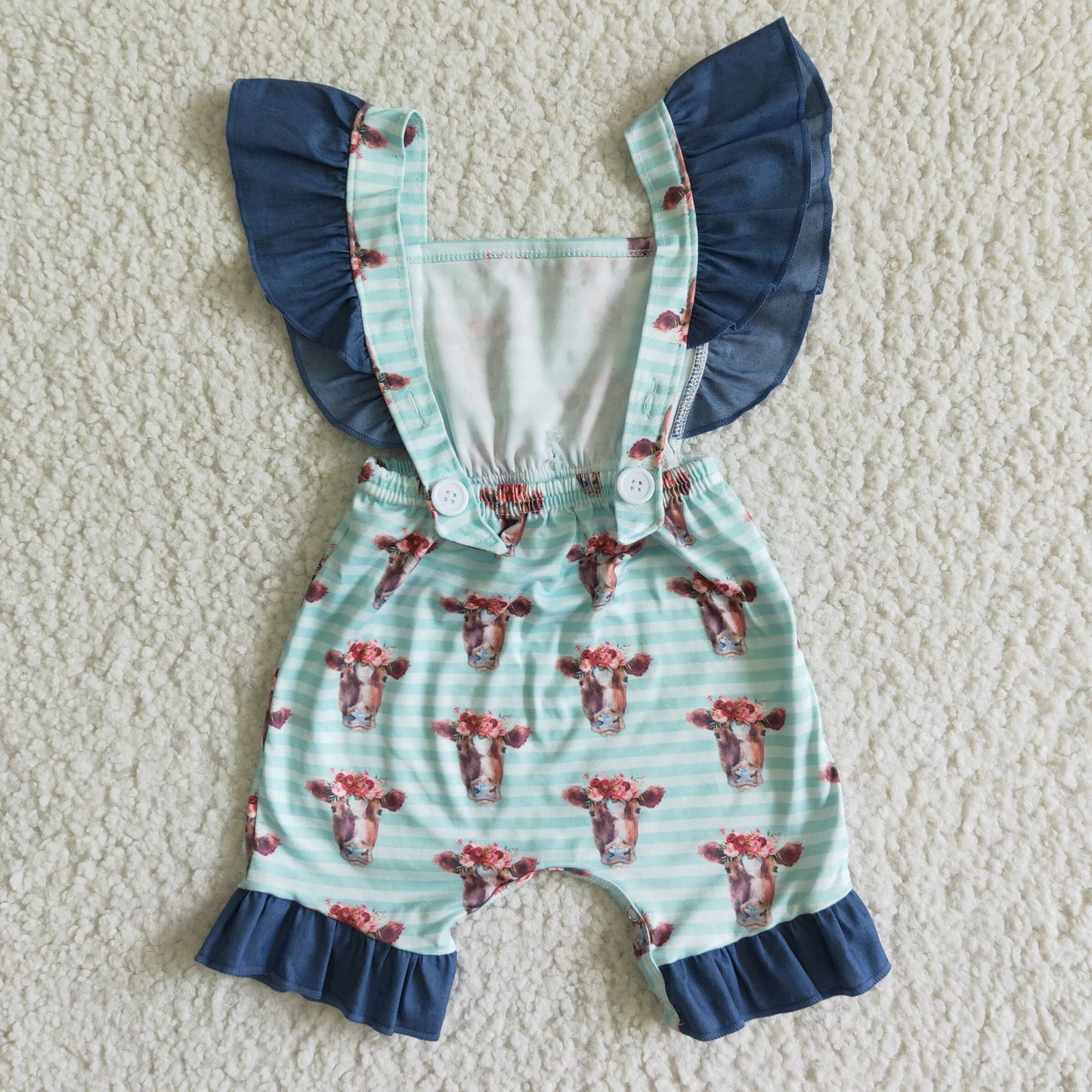 Fluttler sleeve cow print backless baby summer romper