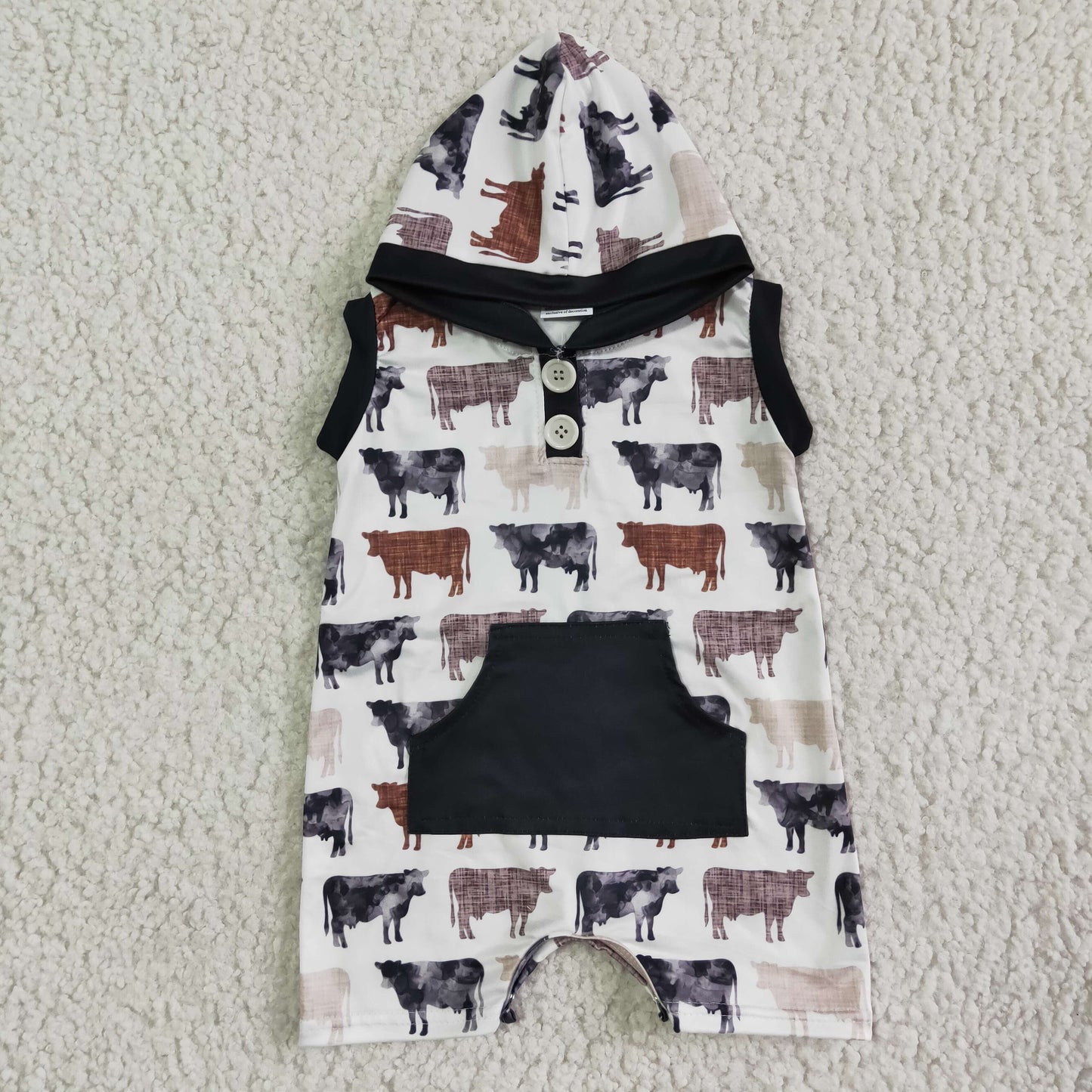 Cow print baby boy hoodie rompers ship from US