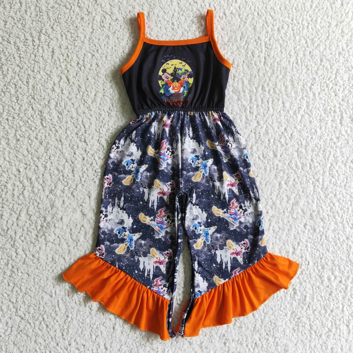 Mouse pumpkin Halloween party baby girls jumpsuit