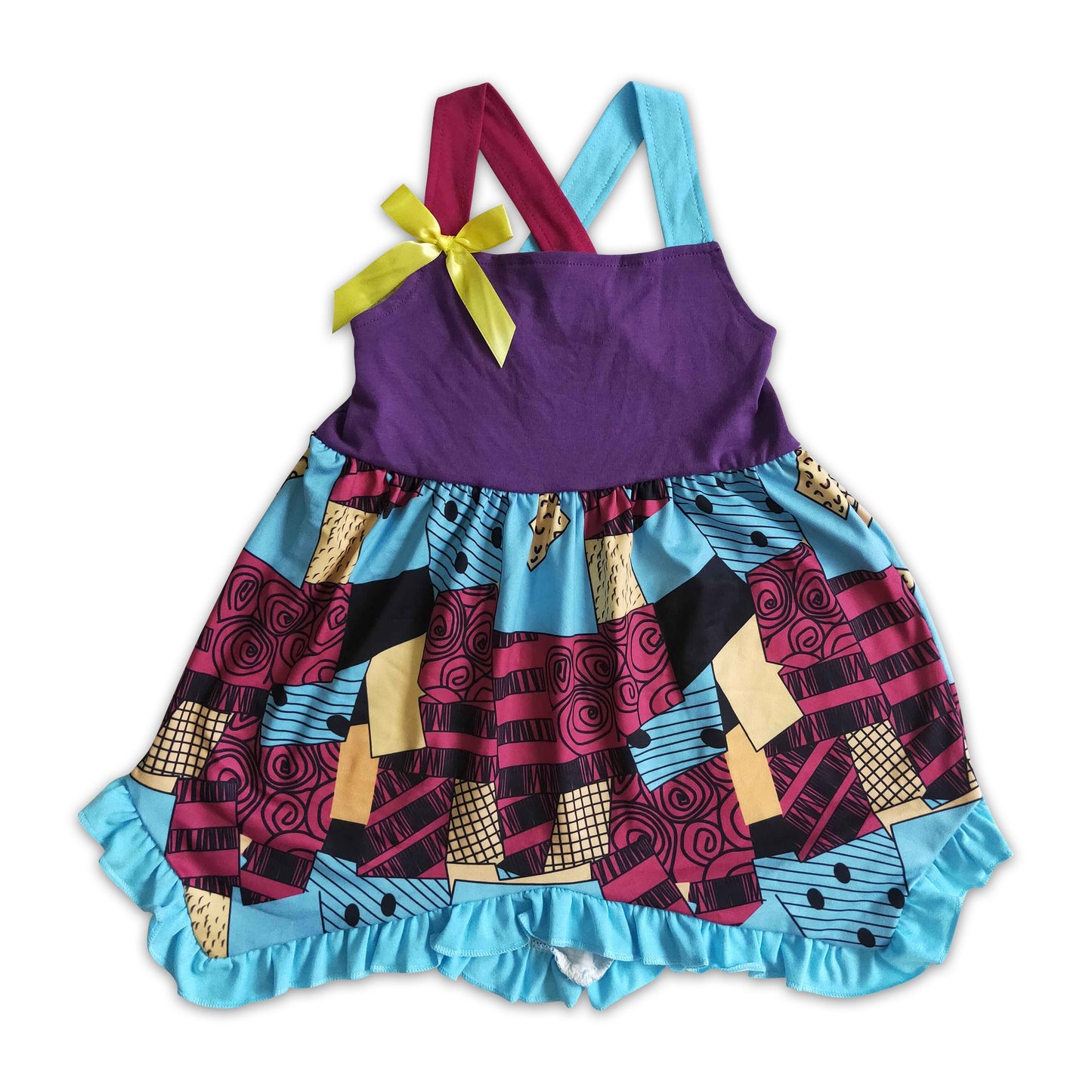 Sleeveless patchwork baby girls Halloween dresses