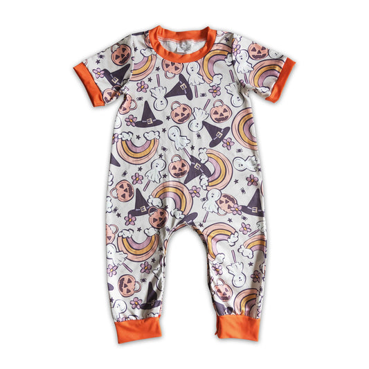 Pumpkin ghost rainbow baby kids Halloween romper