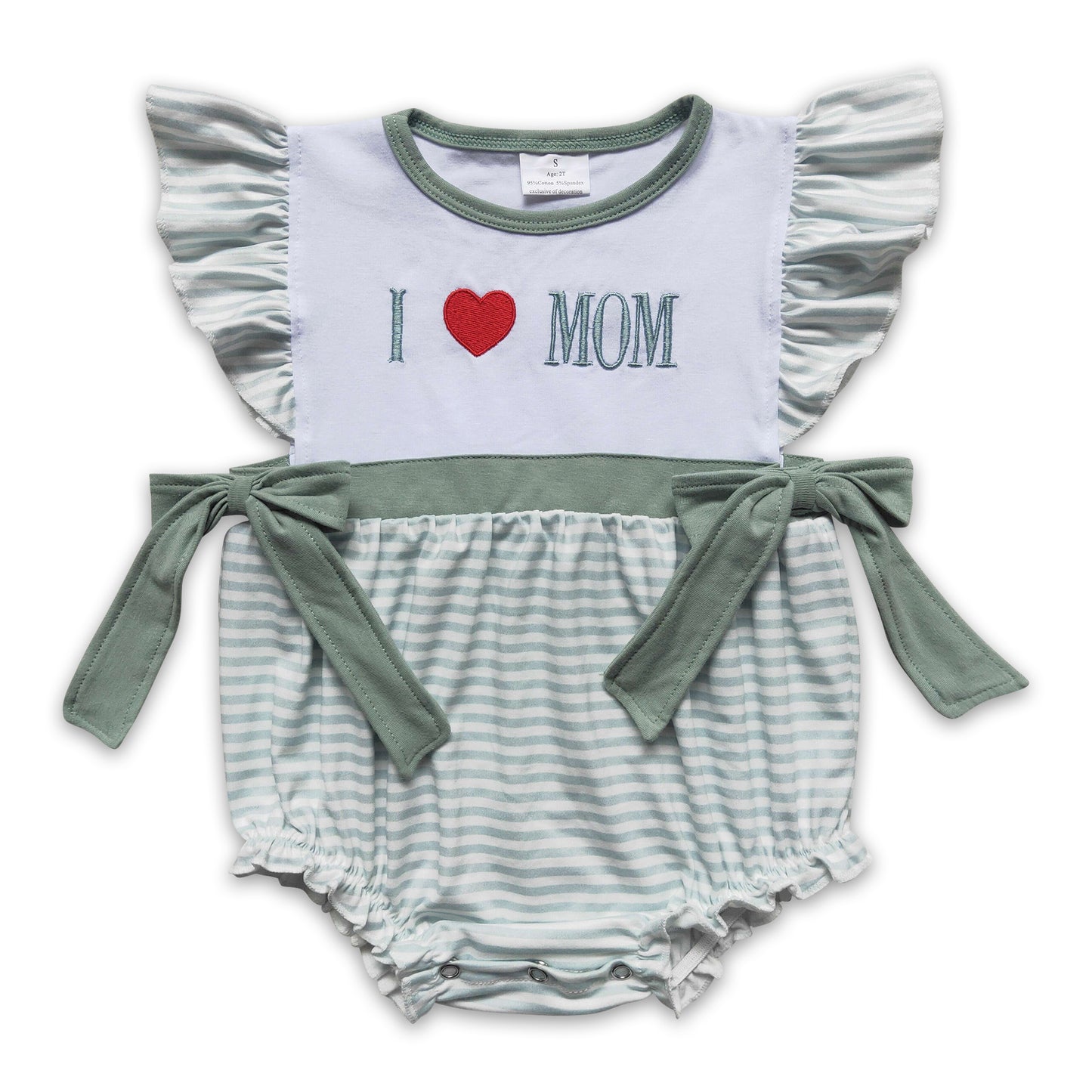 I love MOM stripe baby girls mother's day romper
